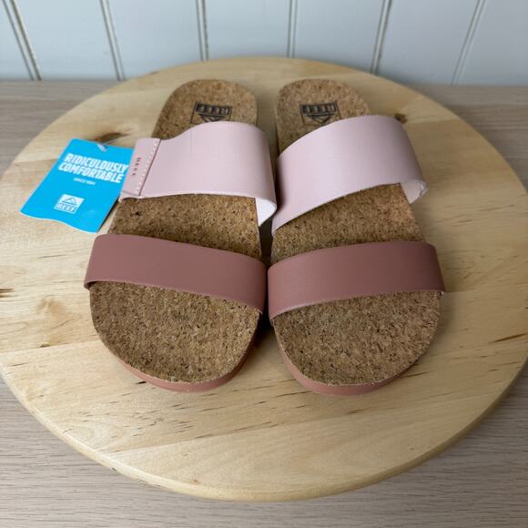 REEF NWT Womens Cushion Vista Slide Sandal Cameo Rose Pink 9 Beach Vacation Surf - Picture 2 of 12